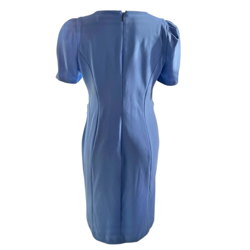 Karl Lagerfeld Paris Womens Blue Dress Size 10 Adjustable Belt Puff Sleeves READ - Picture 8 of 12